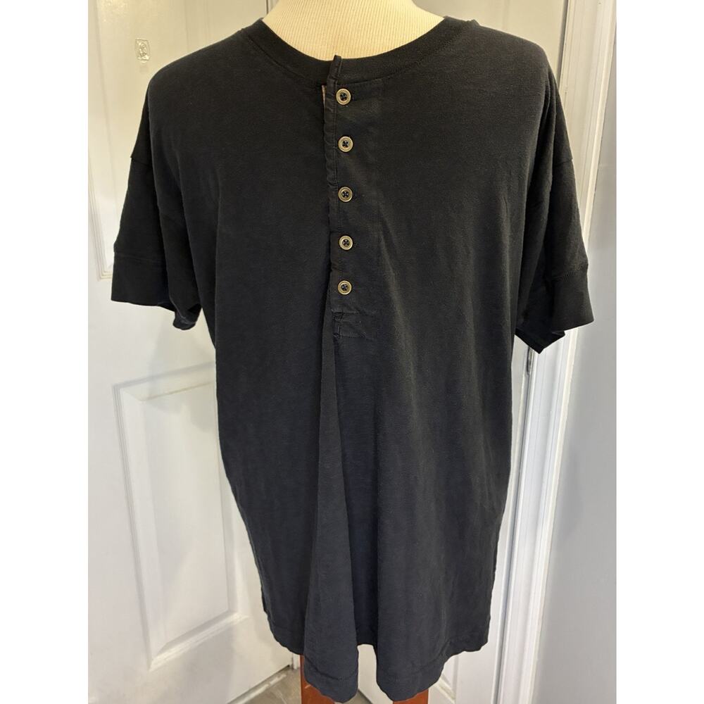 Sheehan And Co Men’s Henley Shirt 2XL (Fits Slim/XL) Black Cotton Short Sleeve